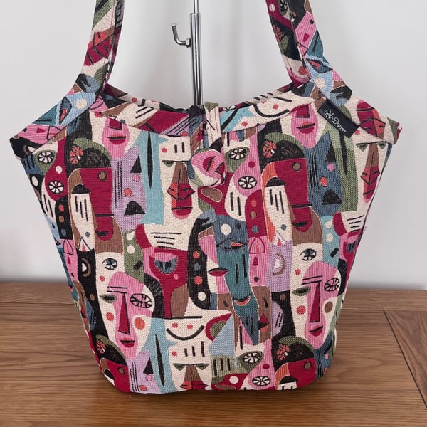 Bucket bags, tote bags colourful faces