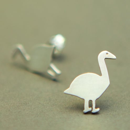 Greylag Goose Silver Stud Earrings