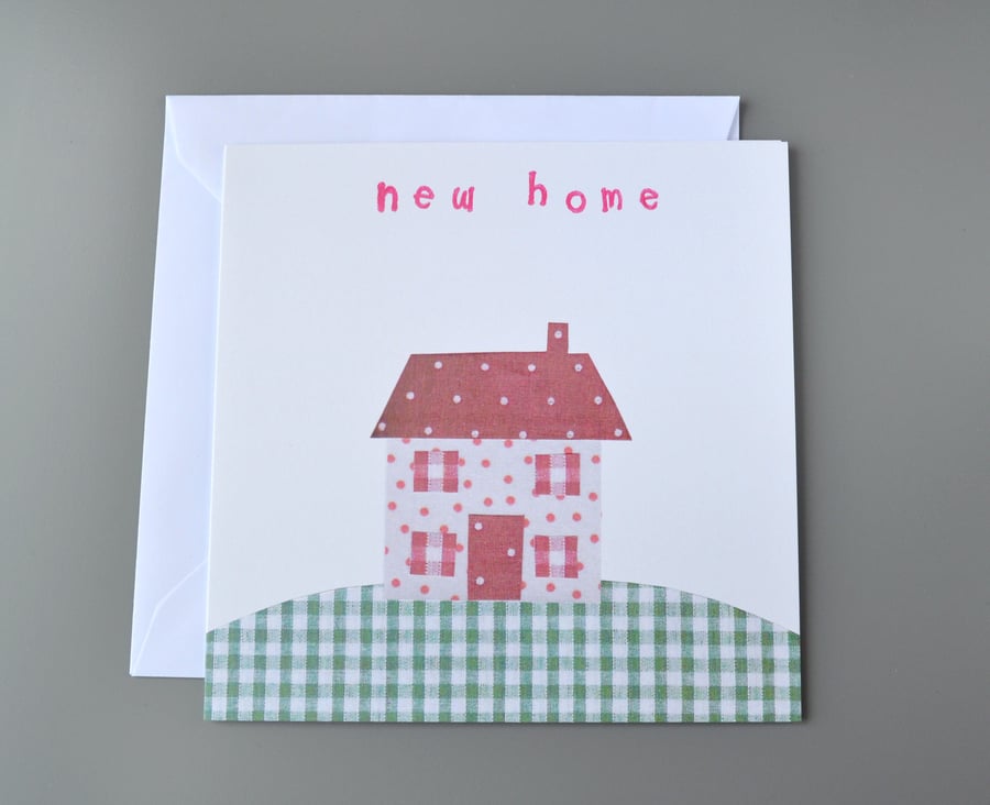 New Home Card with Fabric Cottage