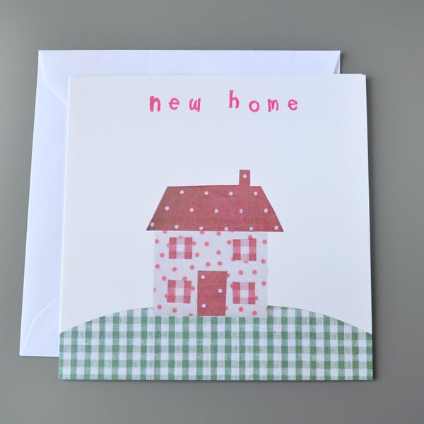 New Home Card with Fabric Cottage