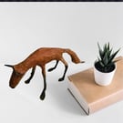 Handmade paper mache fox sculpture