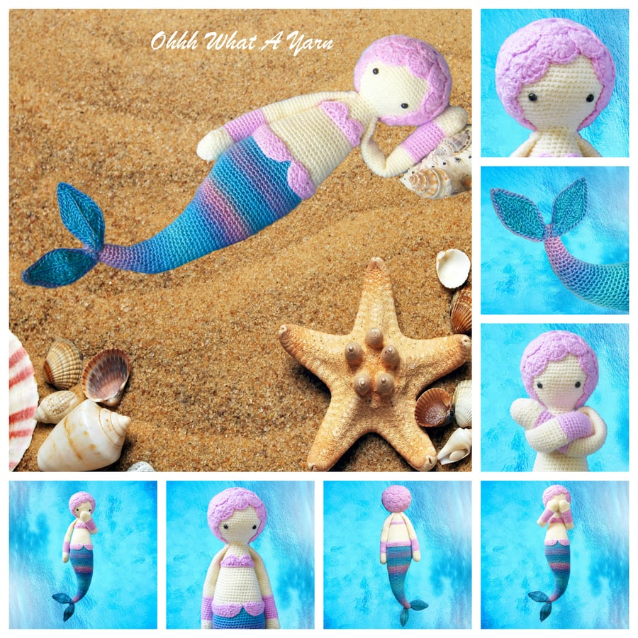 Harmony the mermaid crochet doll, crochet toy. CE tested. Lalylala Doll