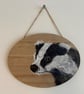 Hand painted Badger hanging plaque