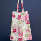 Large rose patterned shopper bag made from vintage Laura Ashley Rosalind fabric