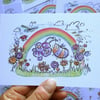 A6 Rainbow, Butterfly and Bee Postcard