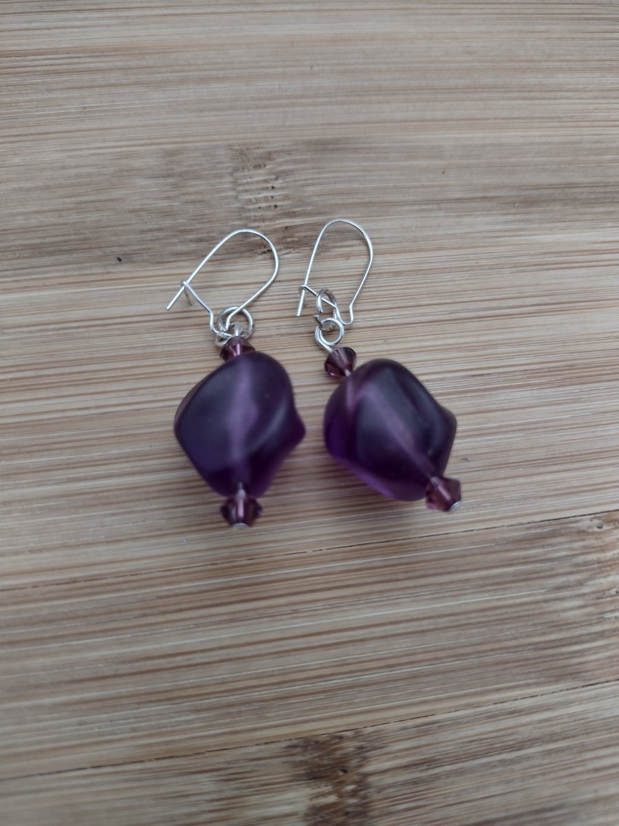 Purple beaded earrings