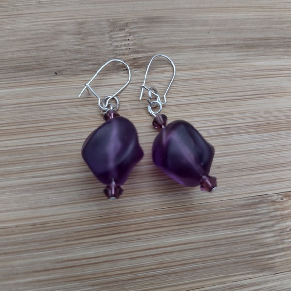 Purple beaded earrings
