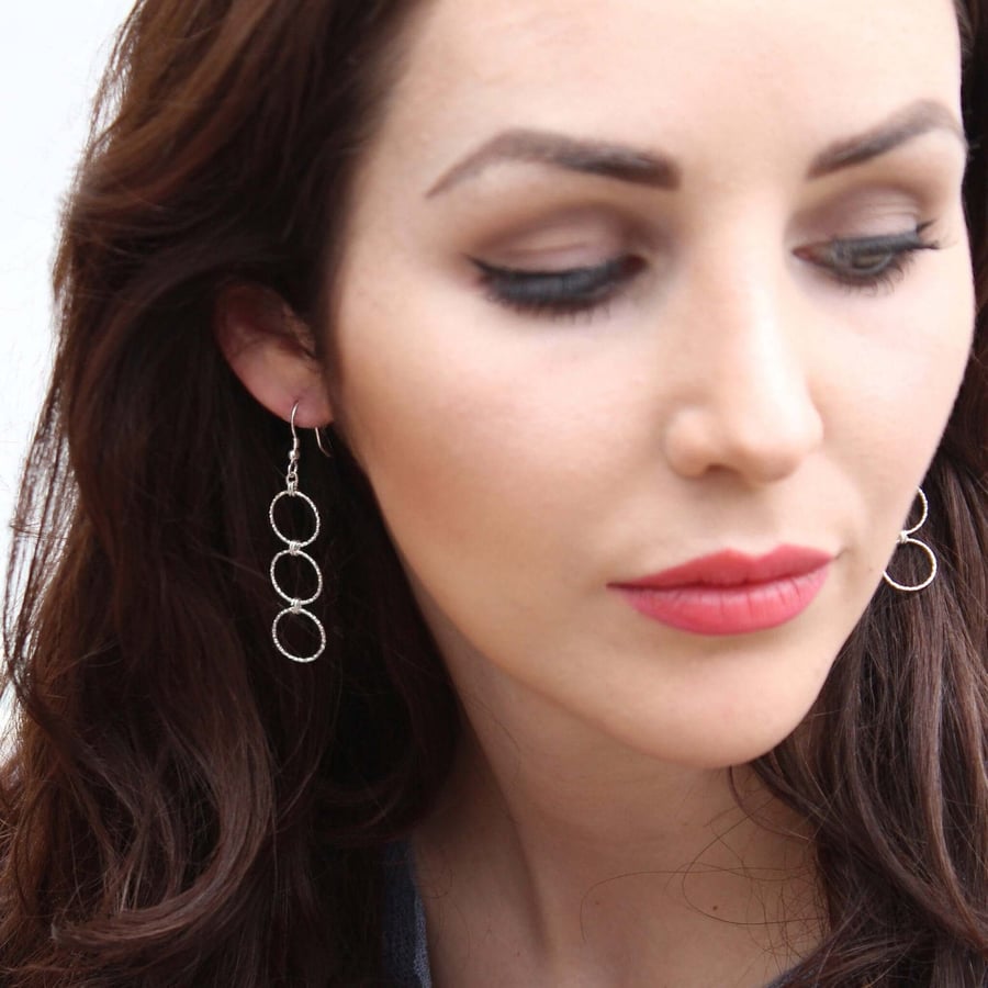 Silver Statement Earrings Sterling Silver Earrings Boho Earrings Drop Earrings B