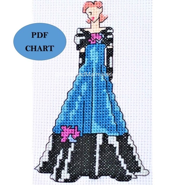 1940s era fashion lady small cross stitch digital download chart