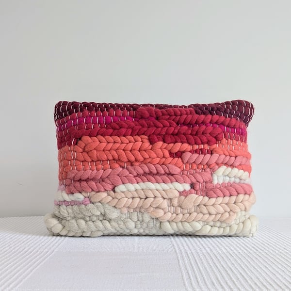 Rectangular Handwoven Cushion with Zip Fastening