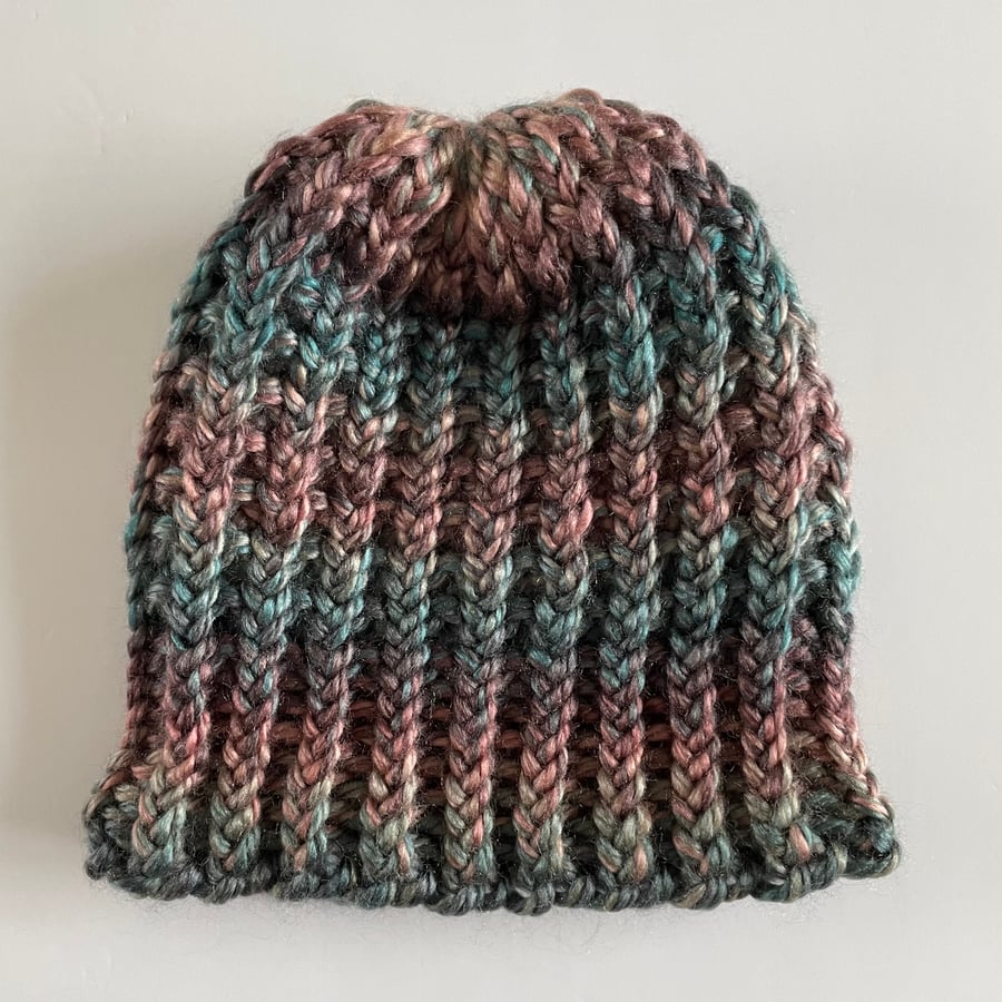 Handmade Multicoloured Chunky Womens Winter Hat, FREE DELIVERY 