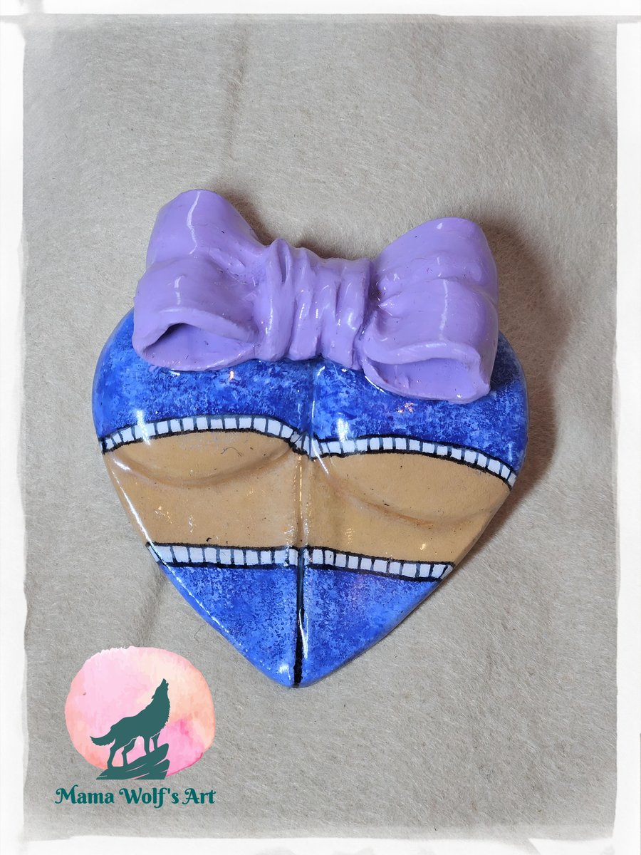 Heart Shaped Booty Brooch (LILAC & BLUE)