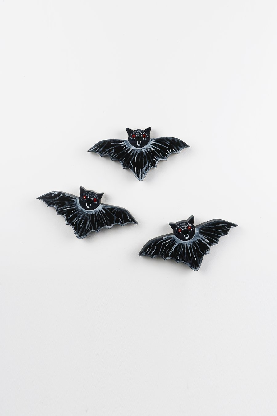 flying bats wall hangings, set of 3, spooky, creepy cute halloween bat decor 