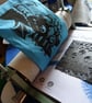 Steampunk Dragon Tote Animal Linocut Hand Printed Cream Shopping Bag - Image 5