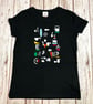 'Tea at Eleven' T-Shirt. Ladies's black Organic cotton tee! 1980's cafe theme - Image 6