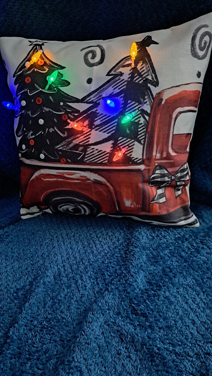 Christmas Cushion with Hand-Decorated Linen Folksy