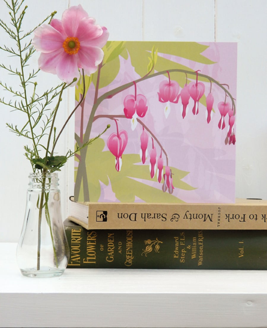 Pink Dicentra Card - Bleeding Heart, birthday, Mothers Day