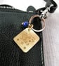Keyring, Hammered Brass Tag with Engraved Message and Chrysocolla Gemstone - Image 8