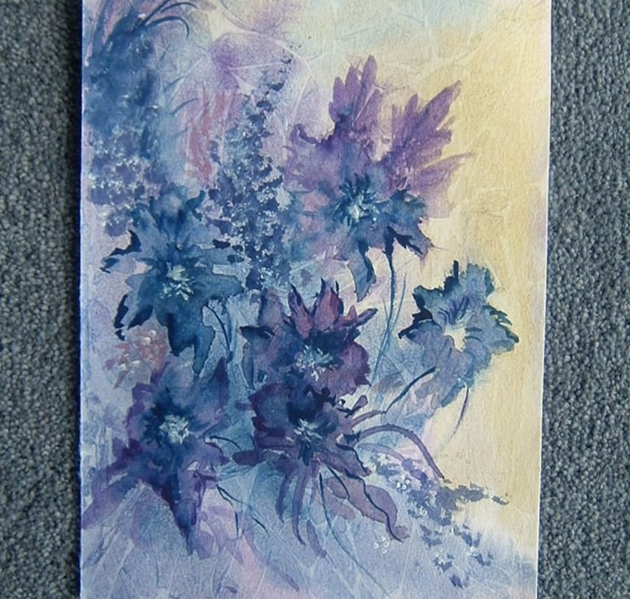 floral impressions purple  watercolour art painting ref 555