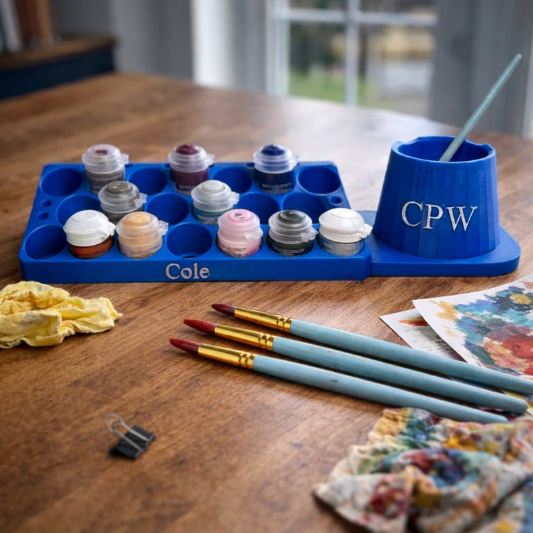 Personalised Miniature Paint & Brush Stand with Water Pot