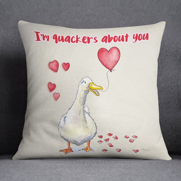 I'm Quackers About You Valentine's Cushion