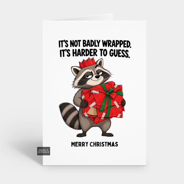 Funny Christmas Card For Him Or Her - Badly Wrapped