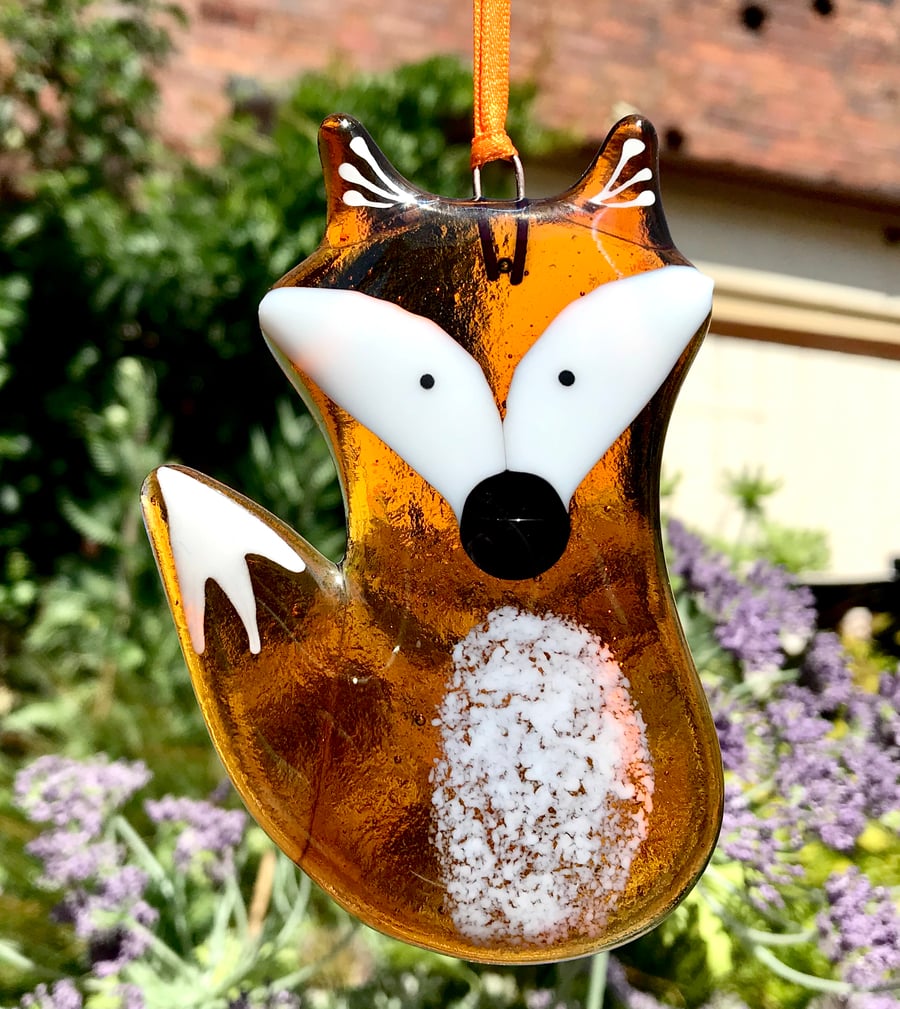 Amber Fused Glass Fox