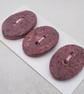 3 Medium Oval Damson Purple Leaf Pattern Ceramic Buttons - Image 2
