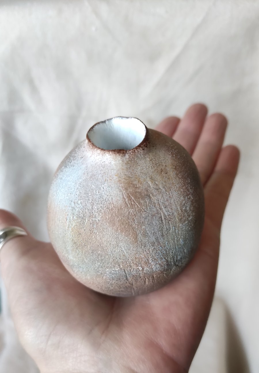 Ceramic Bud Vase, Minimalist Wabi Sabi Pottery Vessel, Earthy Home Decor