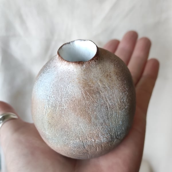 Ceramic Bud Vase, Minimalist Wabi Sabi Pottery Vessel, Earthy Home Decor