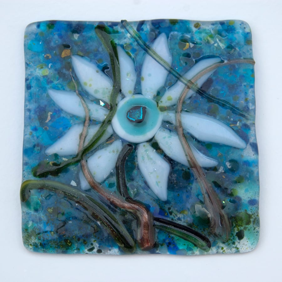 Fused Glass Flower Tile