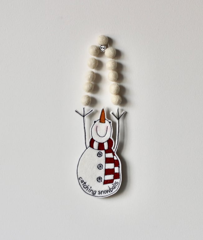 Special Order for Erin - 'Catching Snowballs' - Hanging Decoration
