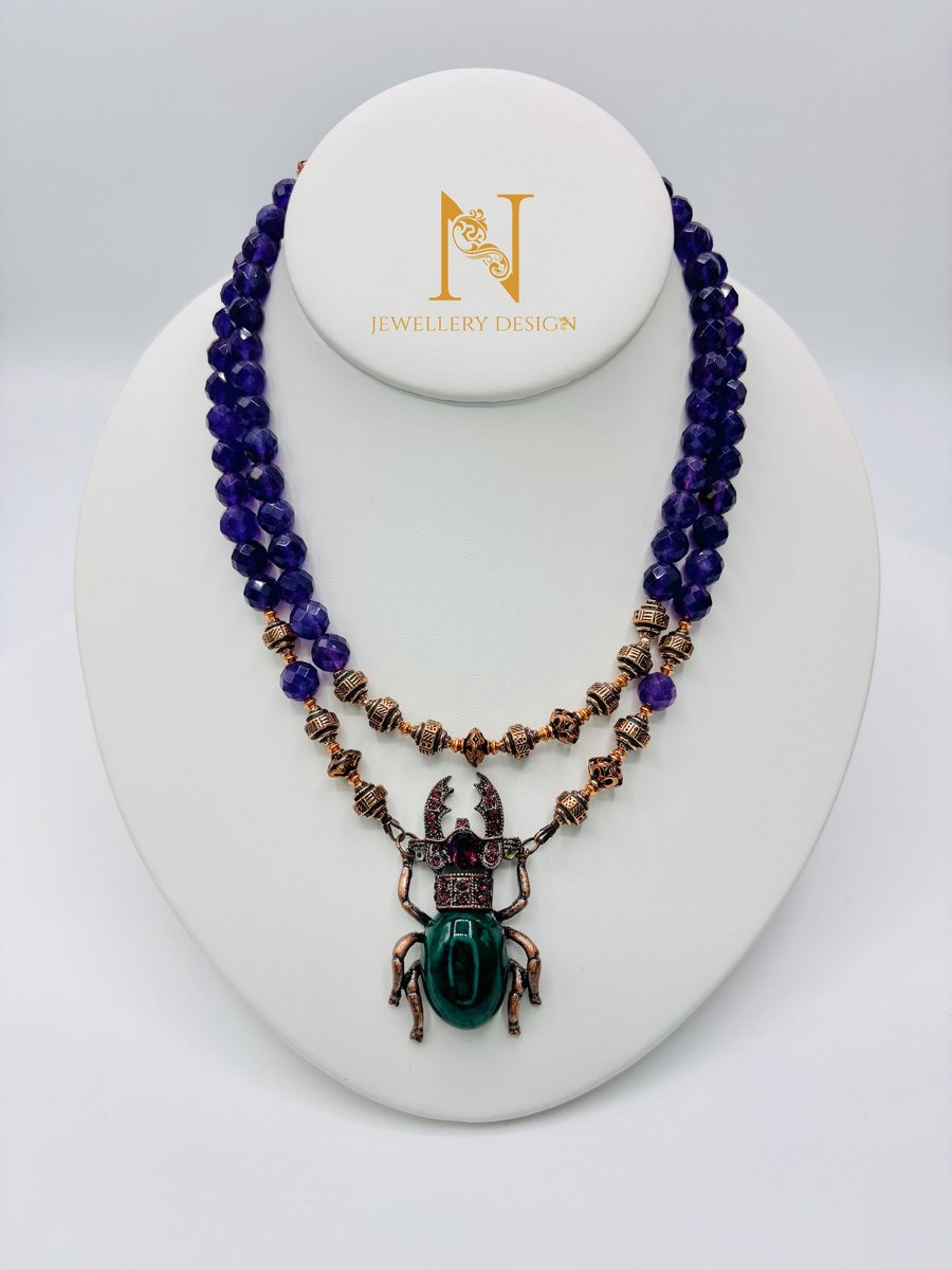 Amethyst Beetle Statement Necklace