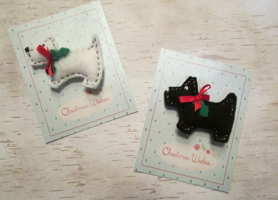 Scotty Dog Christmas Brooch