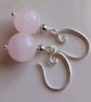 Rose quartz earrings, handmade drop earrings, gift for women
