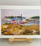 Waiting for the tide, original art print, hand stitched collage - Image 2
