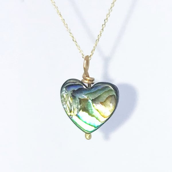 ABALONE Heart 9ct gold pendant necklace jewellery