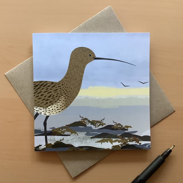 Greetings card - curlew - birds