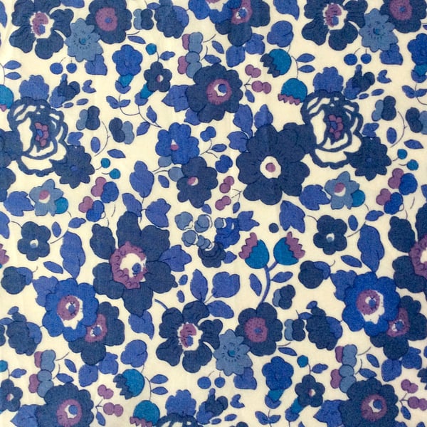 Liberty Fabric 10" Square : BETSY Blue White Pansy Floral