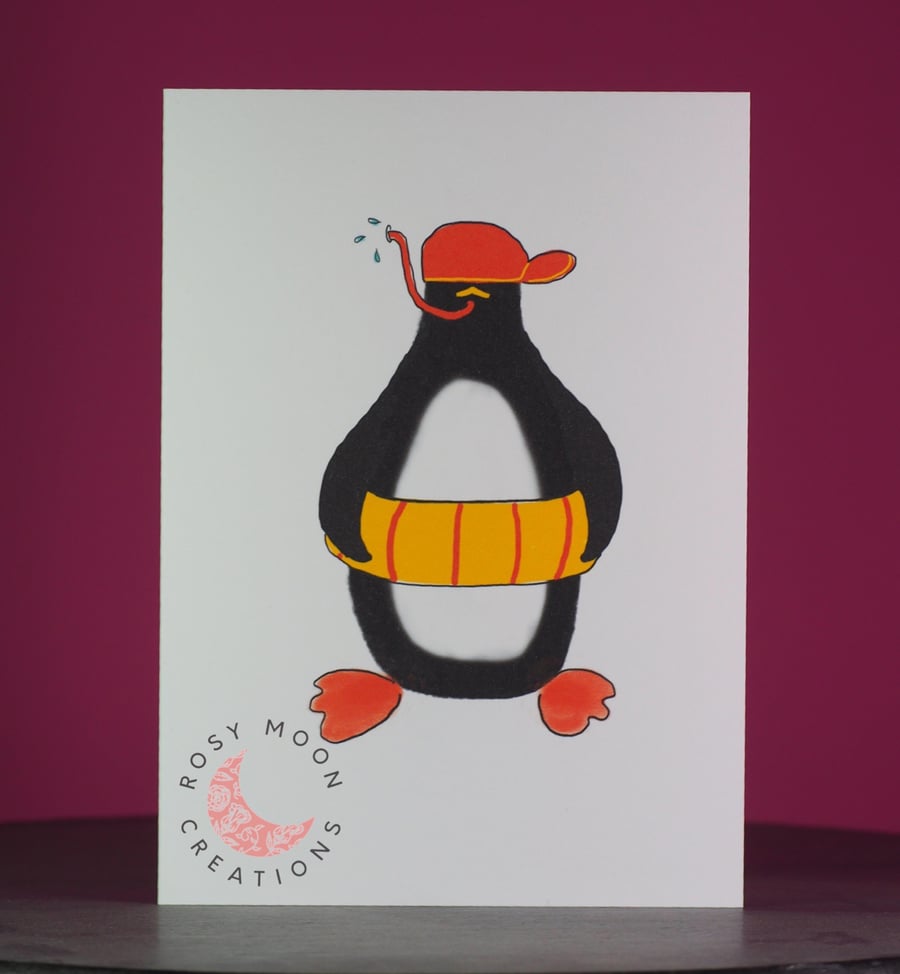 Summer Ready Penguin, Blank Card