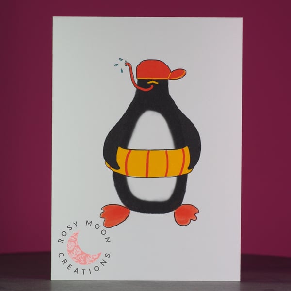Summer Ready Penguin, Blank Card