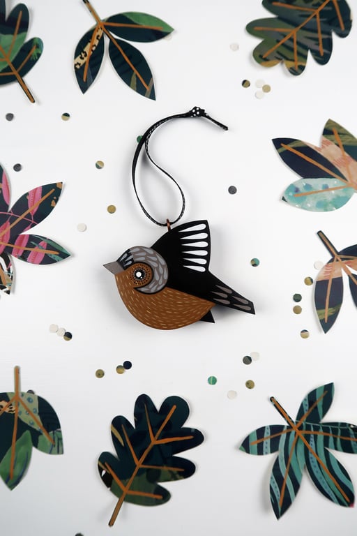 Chaffinch Christmas tree decoration, bird lover gift, stocking filler.