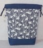 Project bag, drawstring bag, snowdrops, Liberty fabric - Image 2