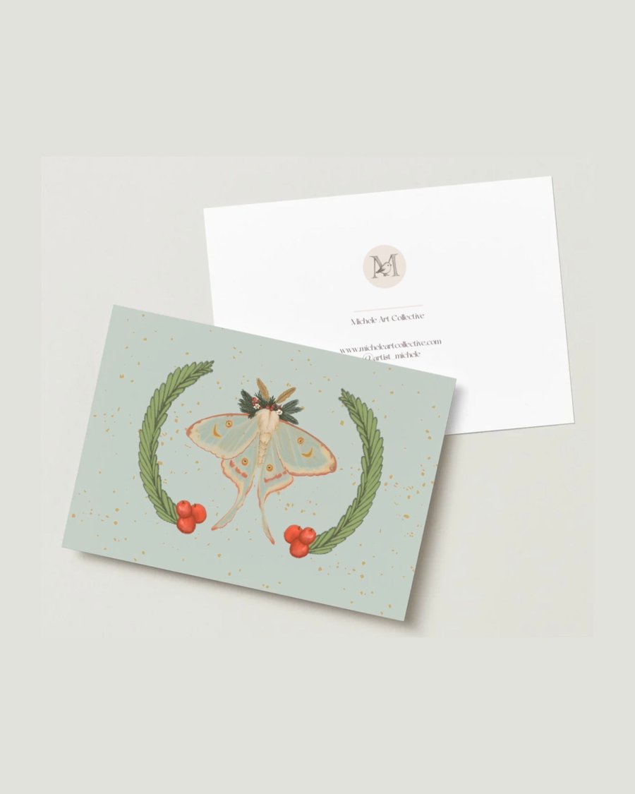 Vintage Luna Moth Greeting Card - Personalise Option