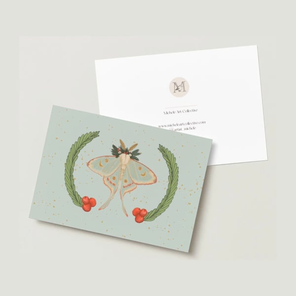 Vintage Luna Moth Greeting Card - Personalise Option