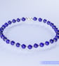 Bracelet Lapis lazuli gemstone and sterling silver stretchy handmade - Image 1