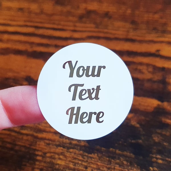 35 x Foiled Custom Personalized Any Text 37mm Stickers - Small Business Supplies