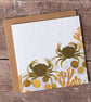 Crab Greeting Card Hand Embossed Single Birthday Thank You Card - Image 1