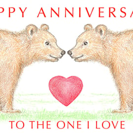 Bears Nose to Nose - Anniversary Card