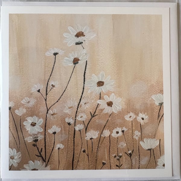 Greetings card - The White Collection - Oxeye Daisies